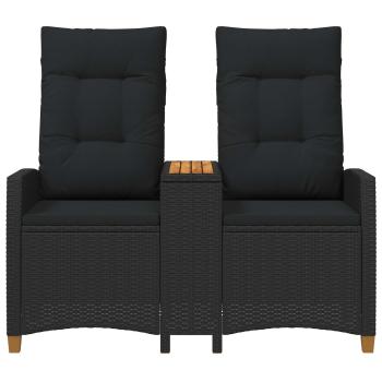 ARDEBO.de - Liegebank mit Tisch Schwarz 126 x 65 x 112 cm Poly-Rattan