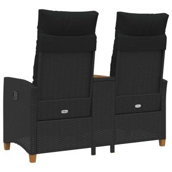 Liegebank mit Tisch Schwarz 126 x 65 x 112 cm Poly-Rattan