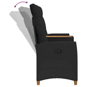 Liegebank mit Tisch Schwarz 126 x 65 x 112 cm Poly-Rattan