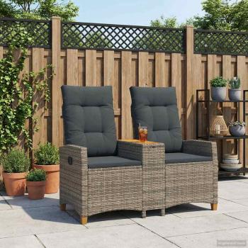 Liegebank mit Tisch Grau und Dunkelgrau 126 x 65 x 112 cm