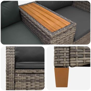 Liegebank mit Tisch Grau und Dunkelgrau 126 x 65 x 112 cm