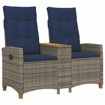 Liegebank mit Tisch Grau und Marineblau 126 x 65 x 112 cm