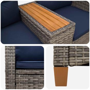 Liegebank mit Tisch Grau und Marineblau 126 x 65 x 112 cm