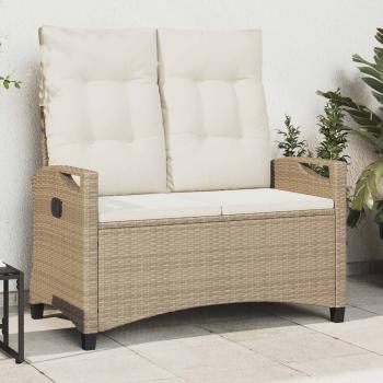 ARDEBO.de - Gartenbank mit Kissen Beige und Creme 105 x 60 x 112 cm