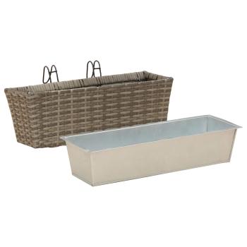 Balkon 2 stk. Grau 50 x 17 x 17 cm Metall