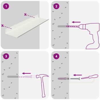 Wandregal mit Regal Wandmontiert 3 pcs Weiß 40 x 9 x 2,5 cm