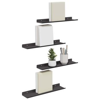 Wandregal mit Regal Wandmontiert 4 pcs Schwarz 40 x 9 x 2,5 cm