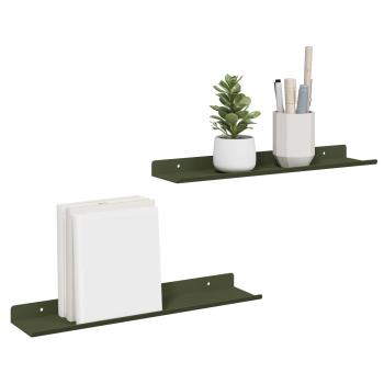 Wandregal mit Regal 2 pcs Olive Grün 40 x 9 x 2,5 cm