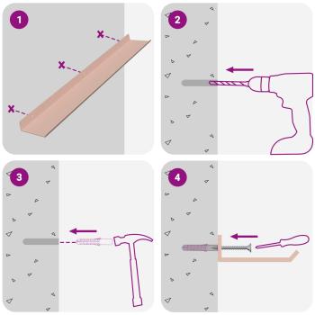 Wandregal mit Regal Wandmontiert 2 pcs Rosa 60 x 9 x 2,5 cm