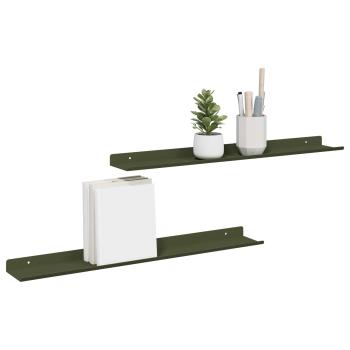 Wandregal mit Regal 2 pcs Olive Grün 60 x 9 x 2,5 cm