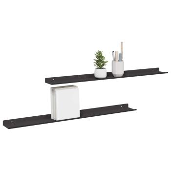 Wandregal mit Regal Wandmontiert 2 pcs Schwarz 80 x 9 x 2,5 cm