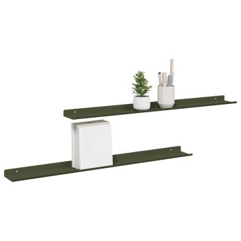 Wandregal mit Regal 2 pcs Olive Grün 80 x 9 x 2,5 cm