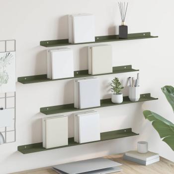 ARDEBO.de - Wandregal mit Regal 4 pcs Olive Grün 80 x 9 x 2,5 cm