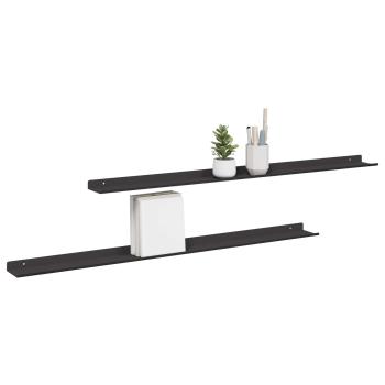 Wandregal mit Regal Wandmontiert 2 pcs Schwarz 100 x 9 x 2,5 cm