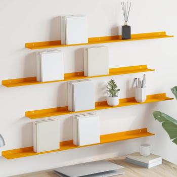 ARDEBO.de - Wandregal mit Regal 4 pcs Senfgelb 100 x 9 x 2,5 cm