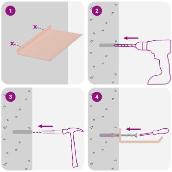 Wandregal mit Regal Wandmontiert 4 pcs Rosa 30 x 18 x 2,5 cm