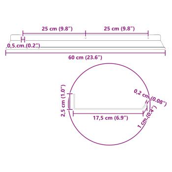 Wandregal mit Regal Wandmontiert 2 pcs Rosa 60 x 18 x 2,5 cm
