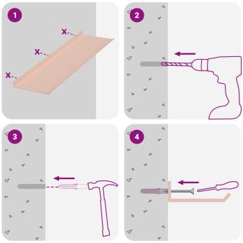 Wandregal mit Regal Wandmontiert 2 pcs Rosa 60 x 18 x 2,5 cm