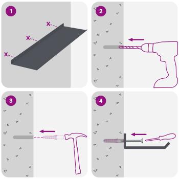 Wandregal mit Regal 2 pcs Anthrazit 60 x 18 x 2,5 cm