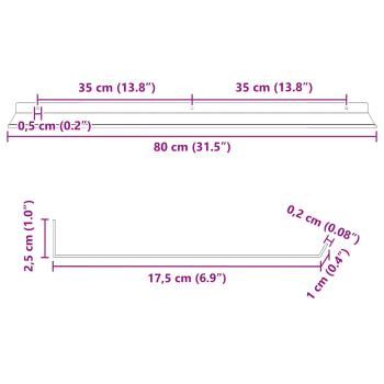 Wandregal mit Regal Wandmontiert 4 pcs Schwarz 80 x 18 x 2,5 cm