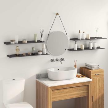 Wandregal mit Regal Wandmontiert 4 pcs Schwarz 80 x 18 x 2,5 cm