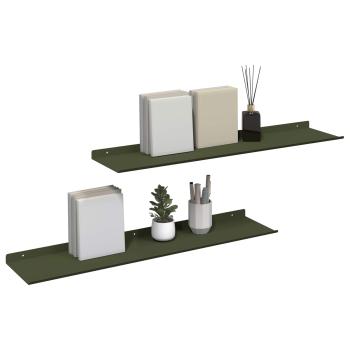 ARDEBO.de - Wandregal mit Regal 2 pcs Olive Grün 80 x 18 x 2,5 cm