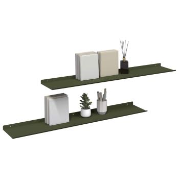 Wandregal mit Regal 2 pcs Olive Grün 100 x 18 x 2,5 cm