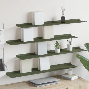 ARDEBO.de - Wandregal mit Regal 4 pcs Olive Grün 100 x 18 x 2,5 cm