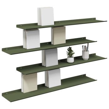 Wandregal mit Regal 4 pcs Olive Grün 100 x 18 x 2,5 cm
