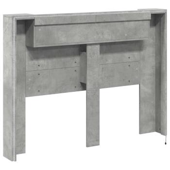 Kopfteil-Schrank mit LED Beton Holzwerkstoff