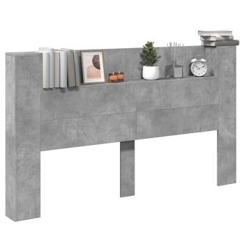 Kopfteil-Schrank mit LED mit Regal Beton 180 x 16,5 x 103,5 cm