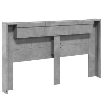 Kopfteil-Schrank mit LED mit Regal Beton 180 x 16,5 x 103,5 cm