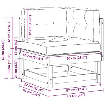 4 Stück Sectional Sofa Einheiten Massivholz Kiefer Wachsbraun