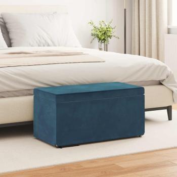 ARDEBO.de - Hocker Blau 81 x 41 x 40 cm Samt und Engineering Holz