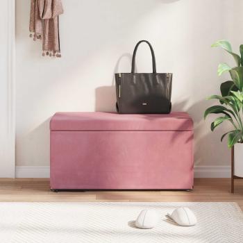 Hocker Rosa 81 x 41 x 40 cm Samt und Engineering Holz