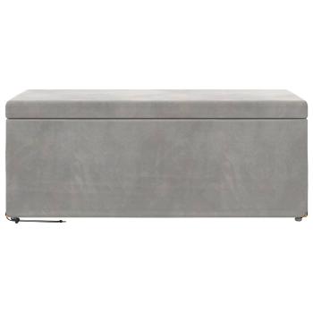 ARDEBO.de - Hocker Hellgrau 101 x 41 x 40 cm Samt und Engineering Holz