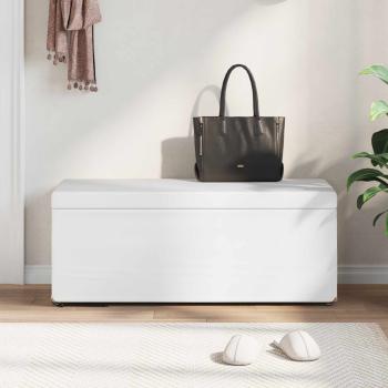 Hocker Weiß 101 x 41 x 40 cm Kunstleder und Engineering Holz