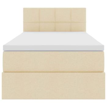 Bett mit Stauraum und LED mit Matratze Creme 90 x 190 cm Stoff