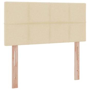 Bett mit Stauraum und LED mit Matratze Creme 90 x 200 cm Stoff