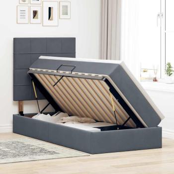 Aufbewahrungsbett mit Matratze Dunkelgrau 90 x 190 cm Samt
