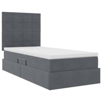 Aufbewahrungsbett mit Matratze Dunkelgrau 90 x 190 cm Samt