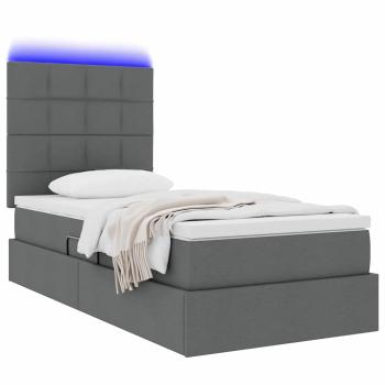 LED-Speicherbett mit Matratze Dunkelgrau 90 x 190 cm Stoff