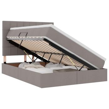 Bett mit Stauraum und LED mit LED Taupe 140 x 190 cm Polyester