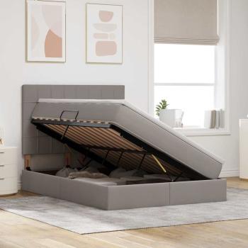 Bett mit Stauraum und LED mit LED Taupe 140 x 190 cm Polyester