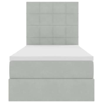 Bett mit Stauraum und LED mit LED Hellgrau 90 x 200 cm Samt