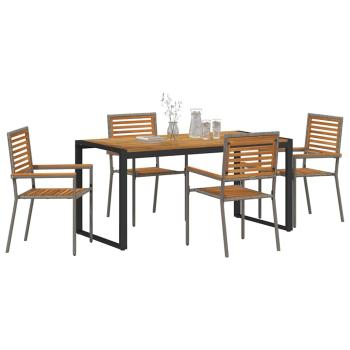 Garten Essgruppe 5 pcs Grau und Braun Poly-Rattan