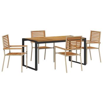 ARDEBO.de - Garten Essgruppe 5 pcs Beige und Braun Poly-Rattan