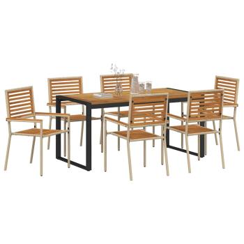 Garten Essgruppe 7 pcs Beige und Braun Poly-Rattan