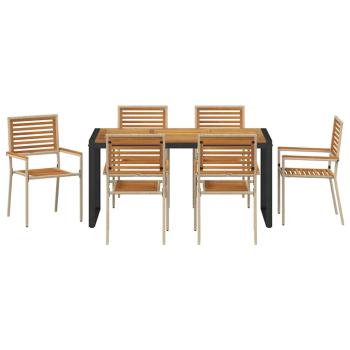 Garten Essgruppe 7 pcs Beige und Braun Poly-Rattan