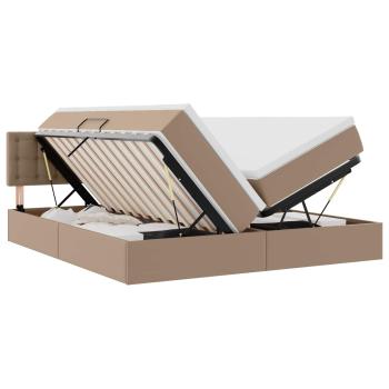Bett mit Stauraum und LED Cappuccino 180 x 200 cm Kunstleder